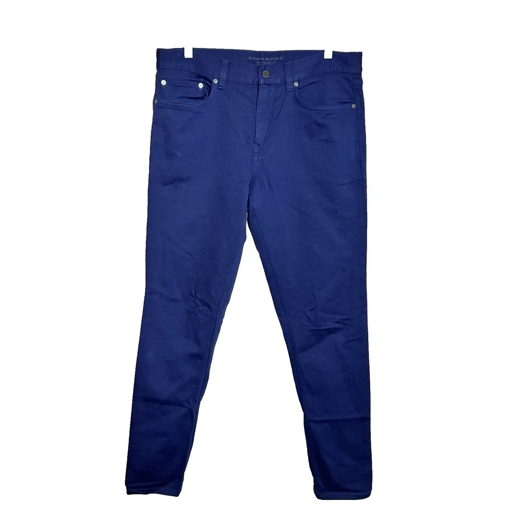 Banana Republic Travelers Pants Mens 32x32 Slim Fit Navy‎ Blue Stretch Comfort