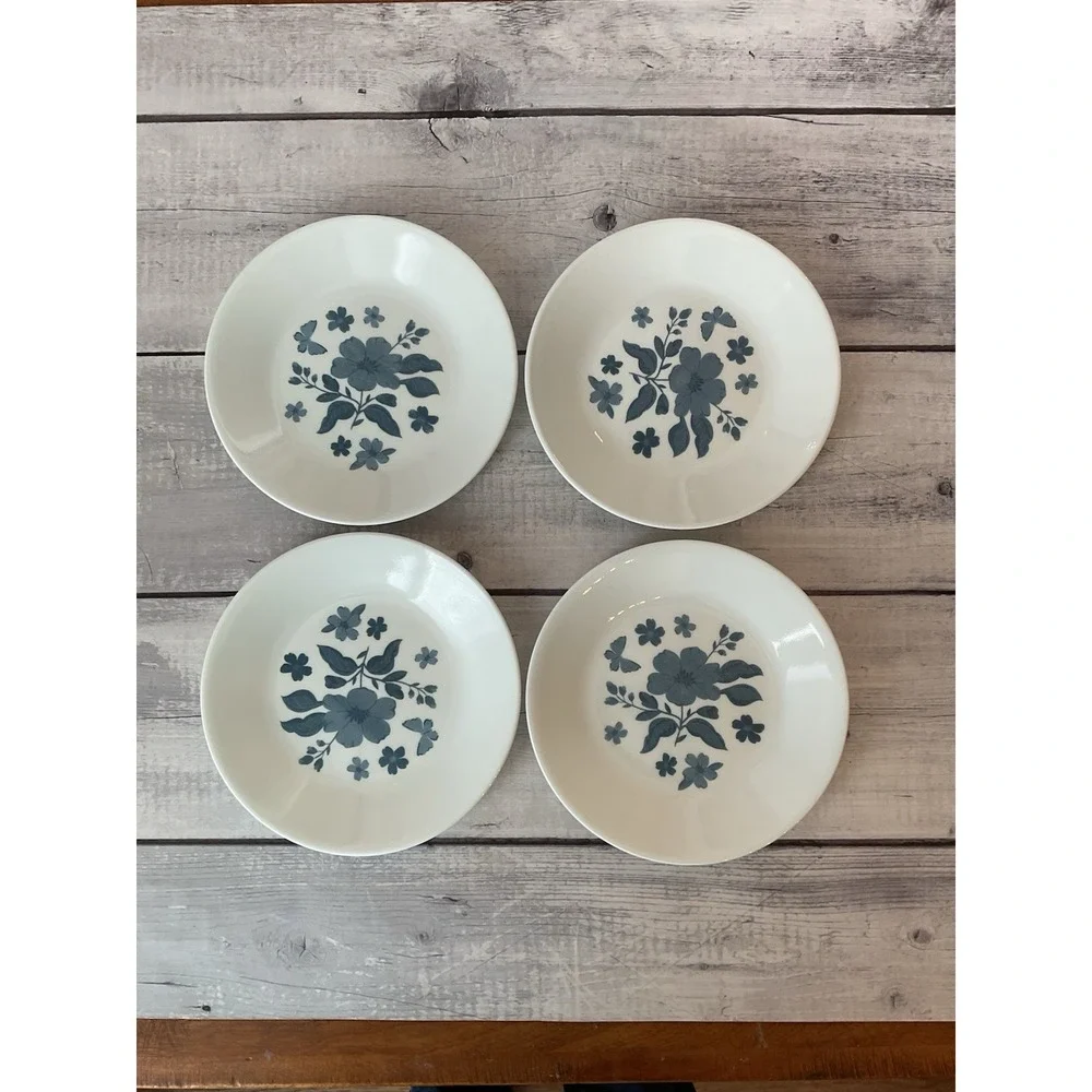 4 Pioneer Woman Corelle Evie‎ Blue Appetizer Bread Plates 6.75