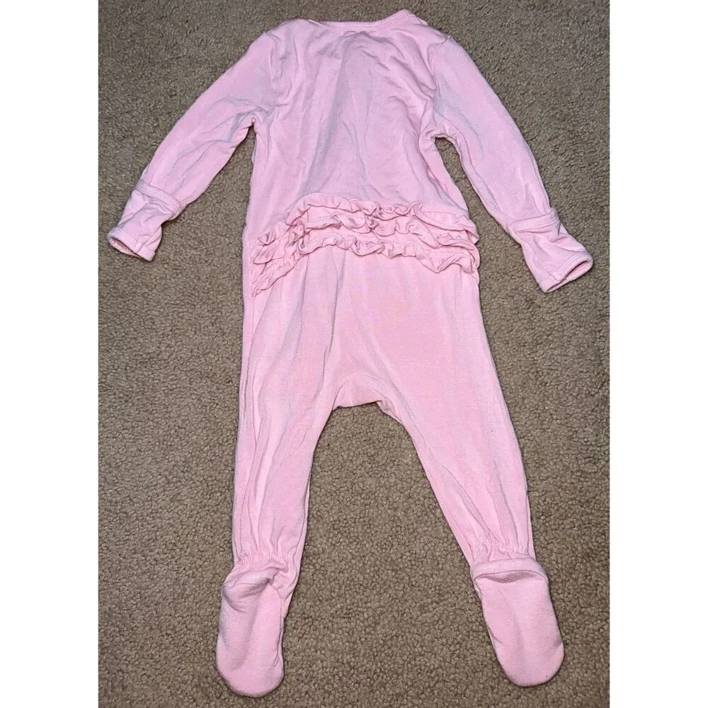 Angel‎ Dear Ruffle Butt Footie Sleeper, 2 Way Zipper, 3-6m, Bamboo, Light Pink