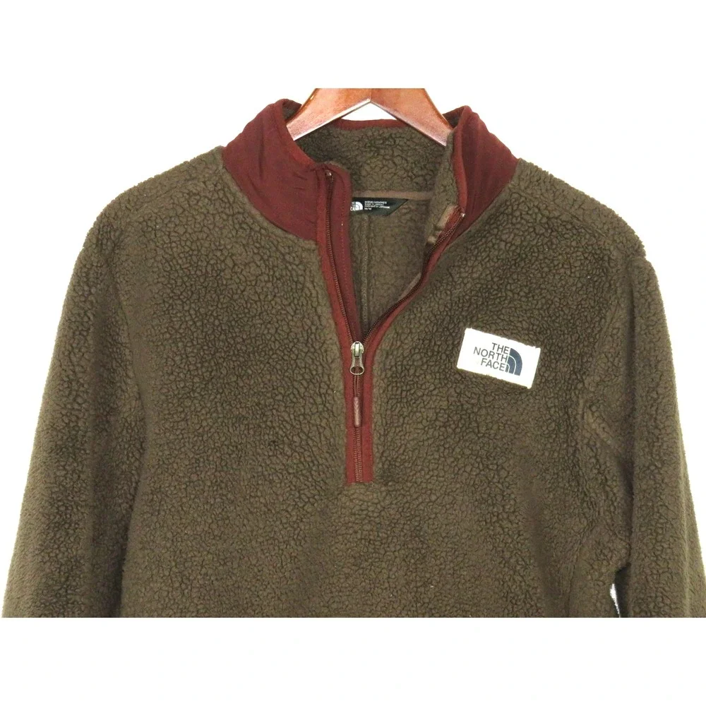 The North Face Chocolate Brown‎ Pull Over 1/4 Zip Deep Pile Fleece Jacket Medium