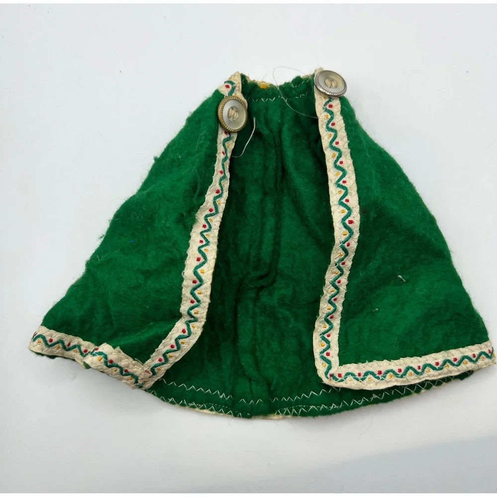 Vintage Green‎ Felt Doll Cloak European Medieval Folklore Dress Up Handmade