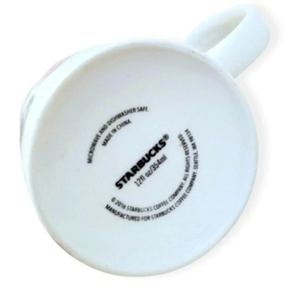 Starbucks Christmas Ornaments Porcelain Mug Cup 2016 Red Black White 12fl