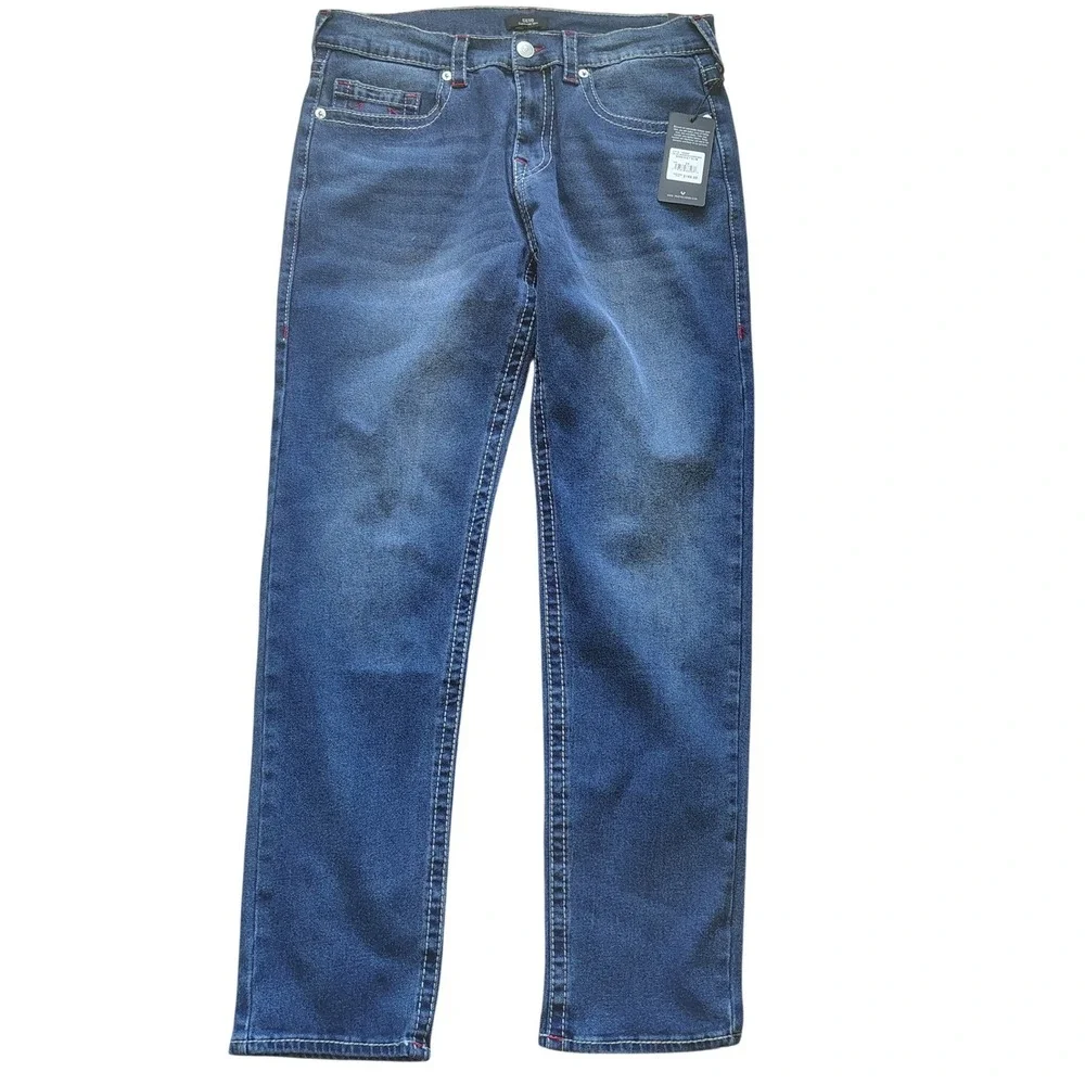 True Religion Geno Big‎ T Slim Mens Jeans 34 Medium Rustic Barn Wash 700600 NWT