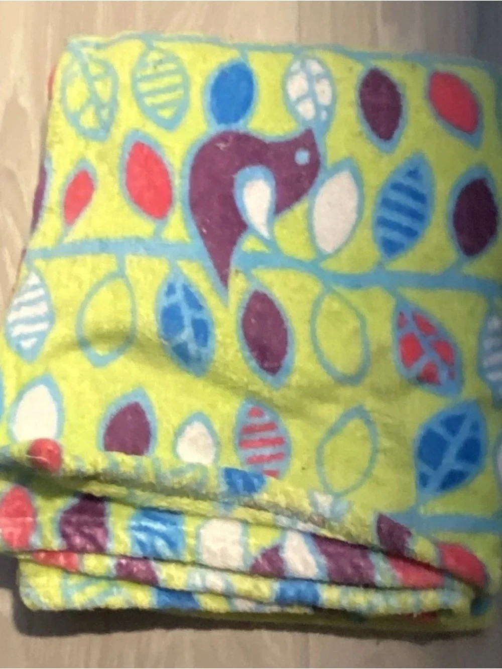 Fleece Lime Green Leaf Print Blanket