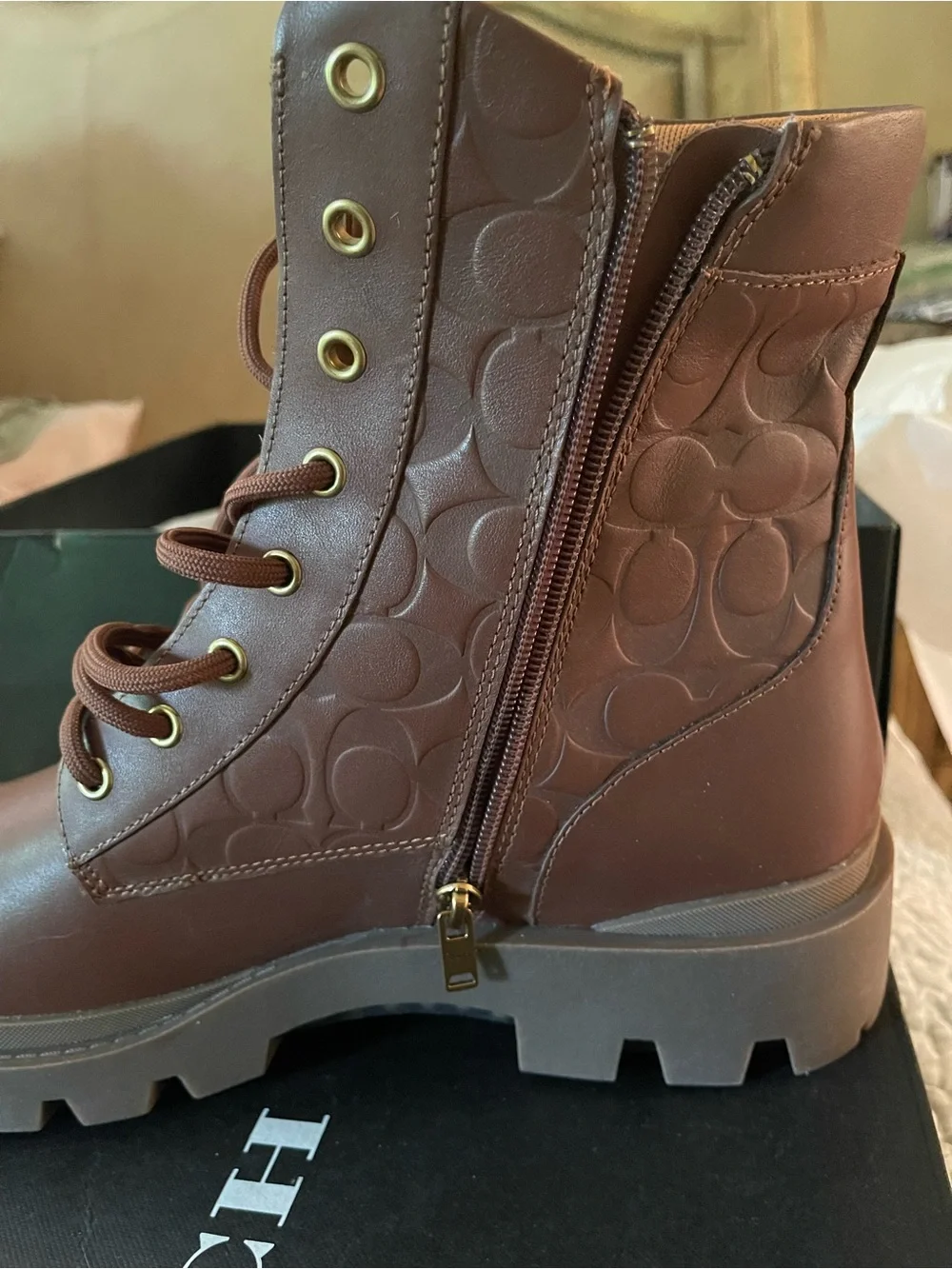 Coach pattern stylish boots