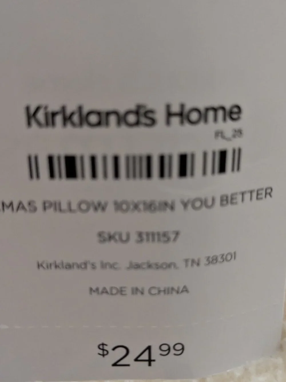 Holiday Pillow  - You Better Not Pout - NEW