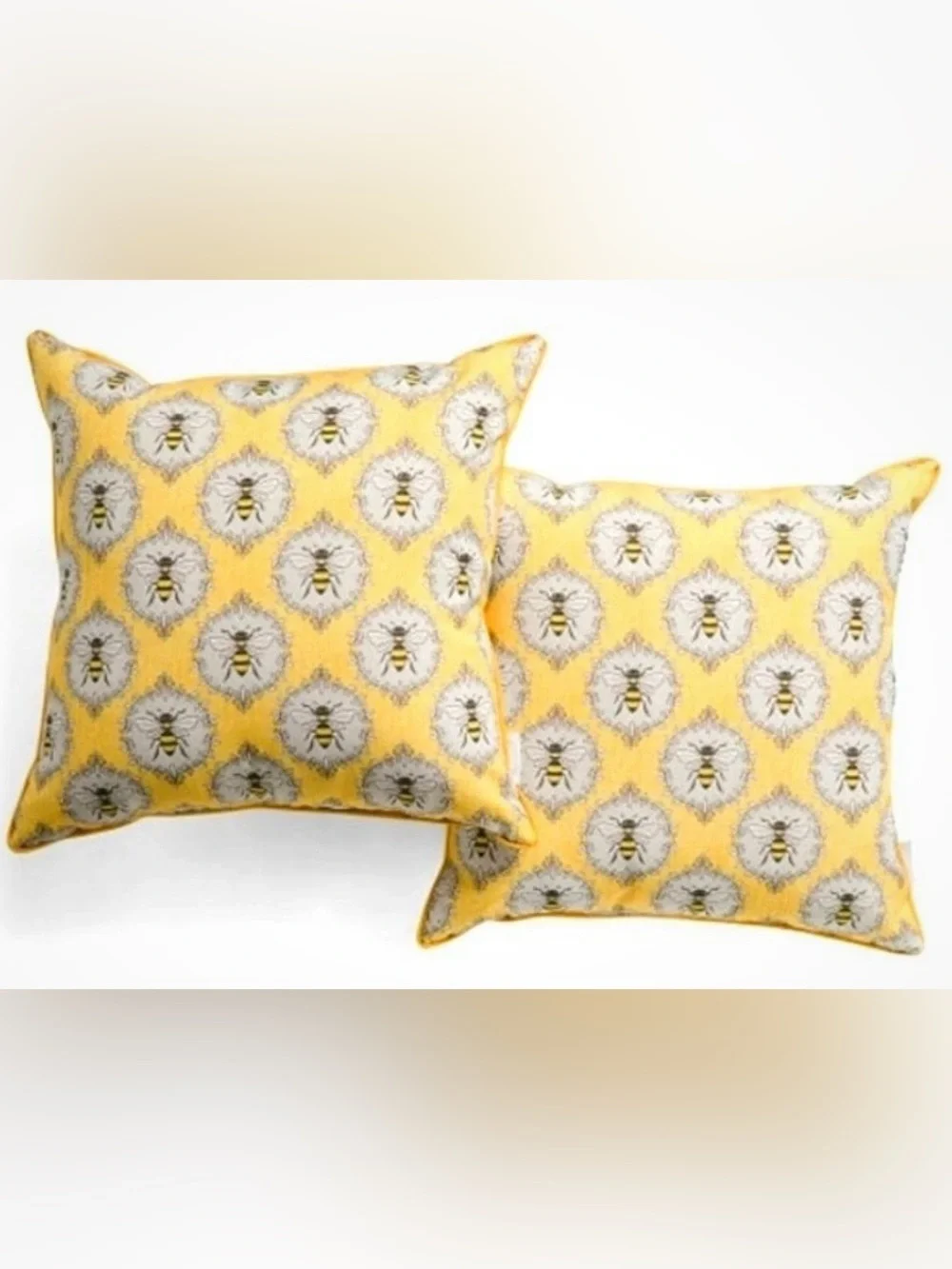 Rachel Ashwell QUEEN BEE Indoor Outdoor Throw Pillows 18x18 Set of 2 NWOT