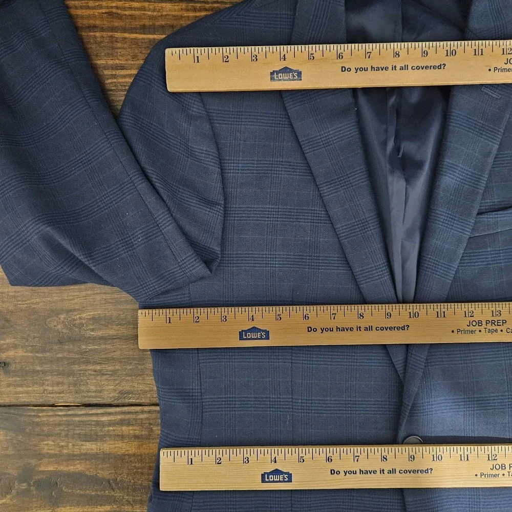 Van‎ Heusen Men's Sport Coat Blazer Two Button Navy Polyester Blend Slim 38R