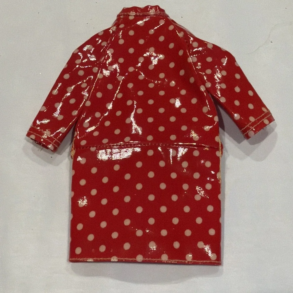 Vintage Francie #1255 Polka Dots 'n Raindrops Red Vinyl‎ Raincoat Tagged 1968