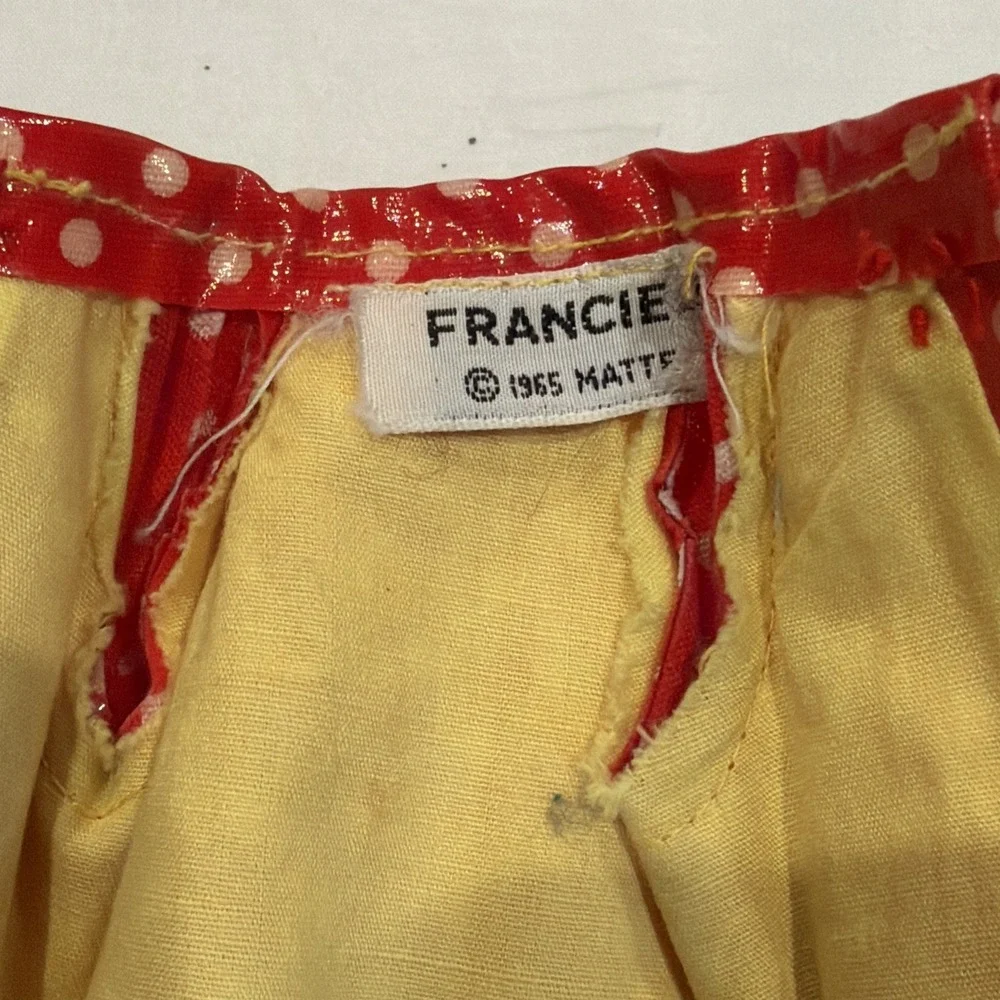 Vintage Francie #1255 Polka Dots 'n Raindrops Red Vinyl‎ Raincoat Tagged 1968