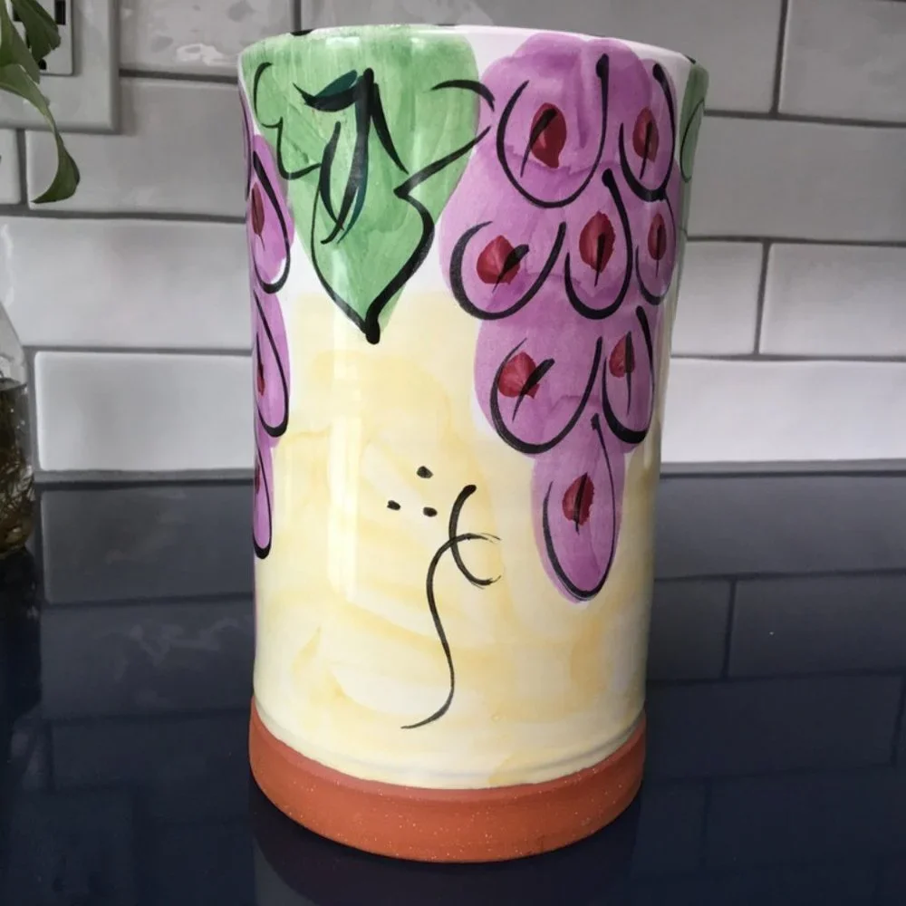 PRICE IS FIRM!  Artisan Hand Painted Holder/Organizer/Wine Cooler
