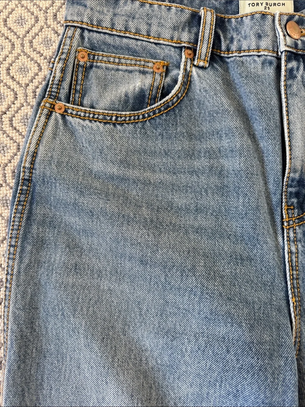 Tory Burch Straight-Leg Women's Jeans in Medium Blue Denim