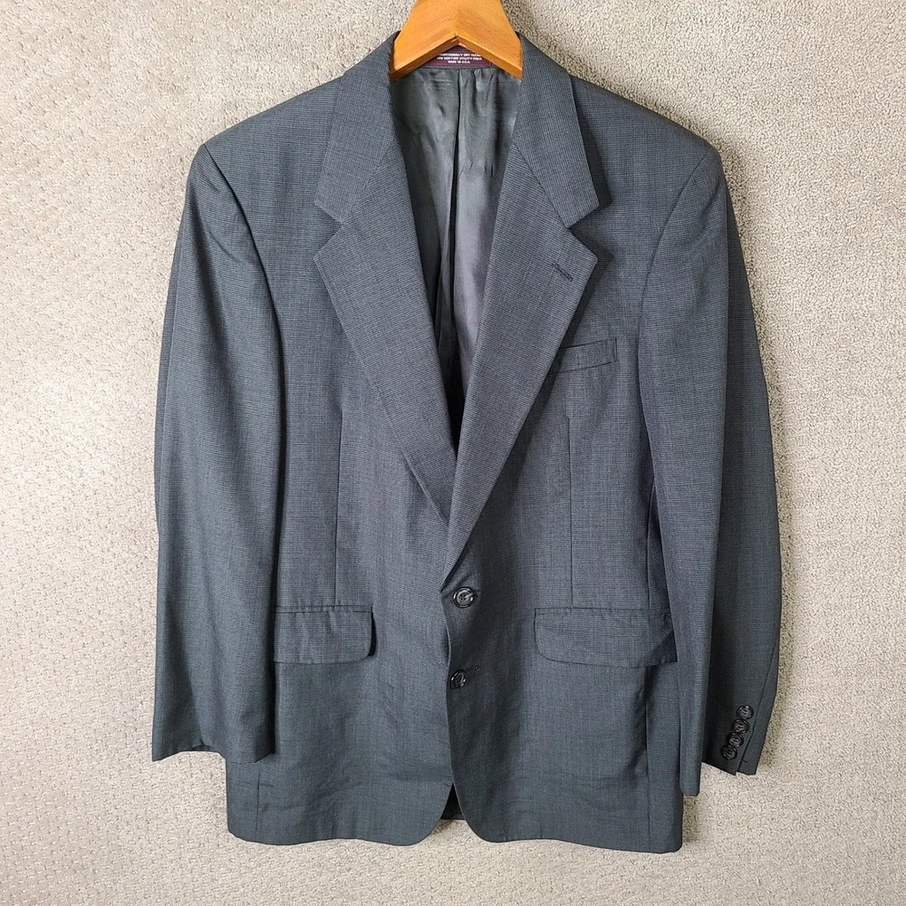 Vintage Evan Picone Jacket Mens‎ 41R Gray 2 Button Blazer Suit Coat USA Made