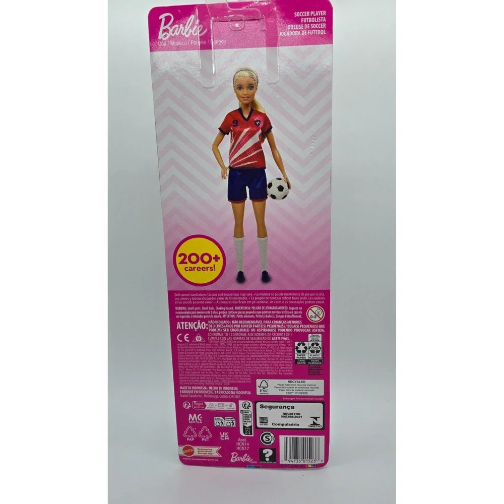 NEW Barbie You Can Be Anything Soccer Player Blond Hair Ball