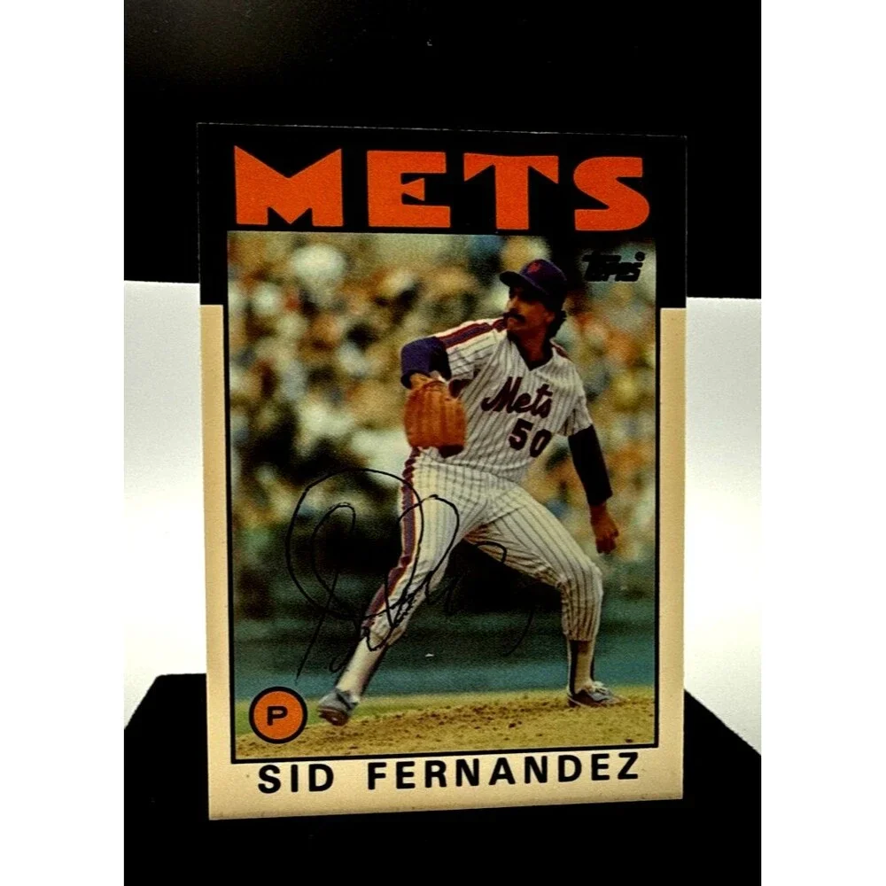 Sid Fernandez, Howard Johnson & Dave Johnson  Signed 1989 TOppdNY Mets 1986