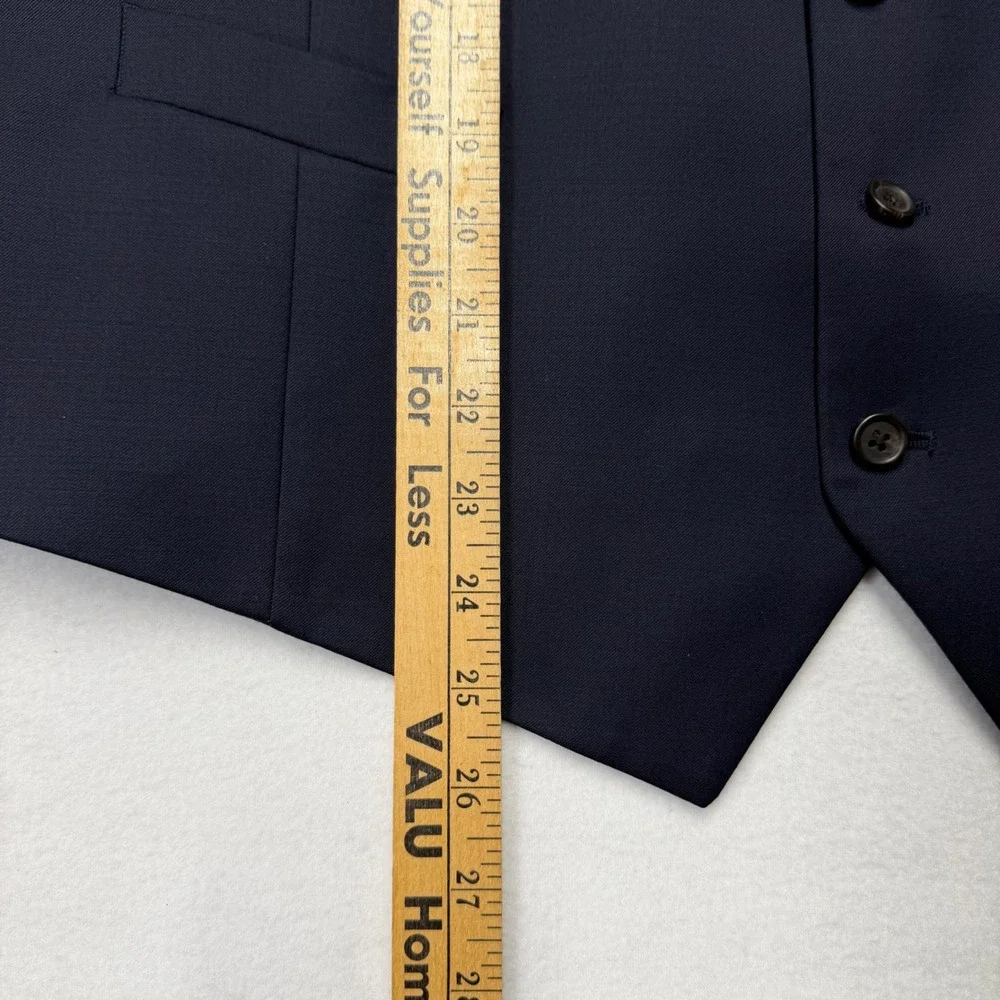 Lauren Ralph Lauren Mens 3-Piece Wool Suit Navy Blue Jacket 46L Pants 40x31 Vest