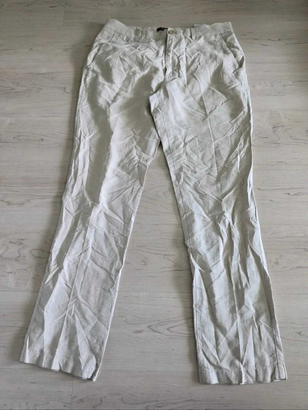 Banana Republic Kentfield Linen Blend Pants 33x32 Ivory Straight Leg Laggenlook
