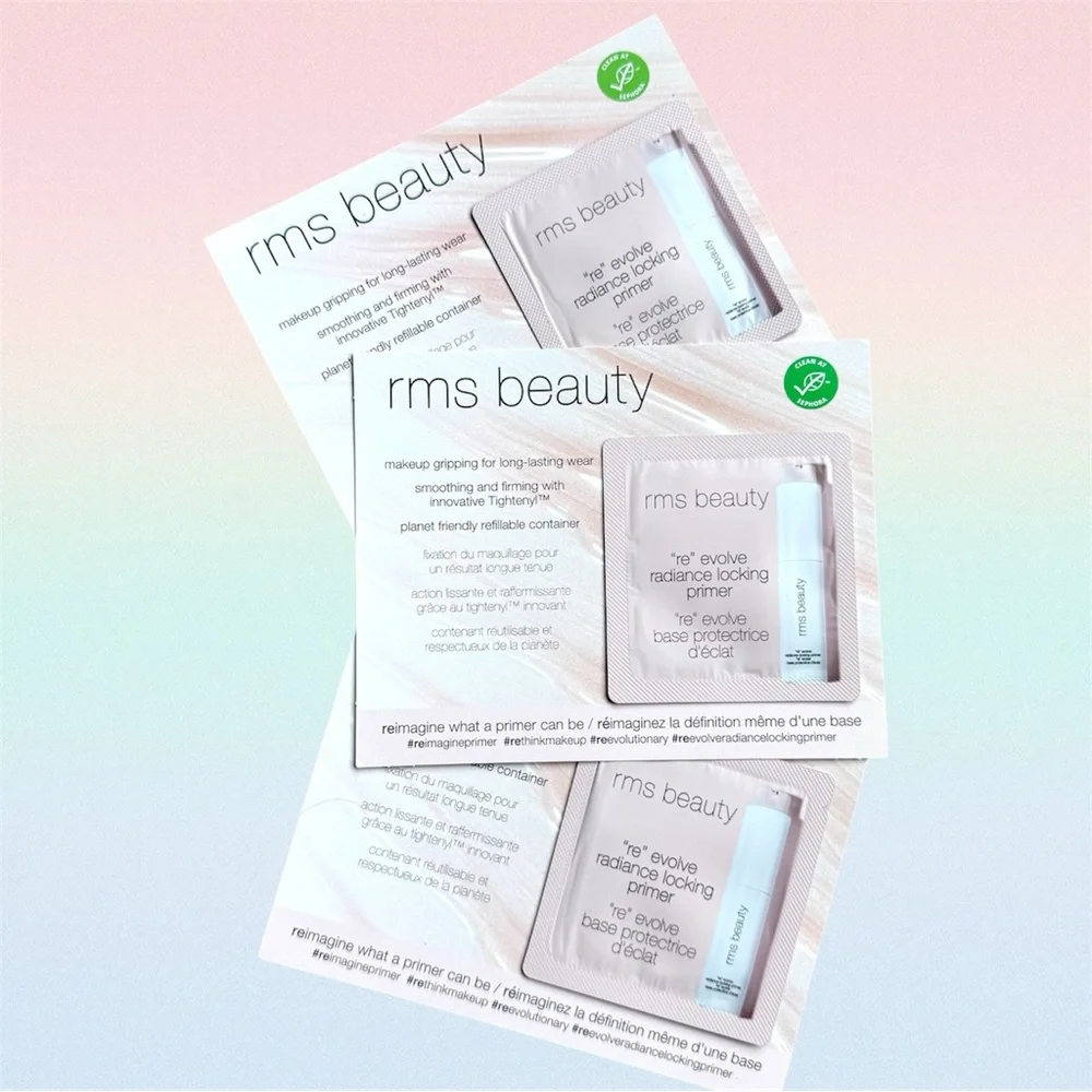 RMS Beauty Re-evolve Radiance Locking Primer Samples Travel Makeup Base Bundle