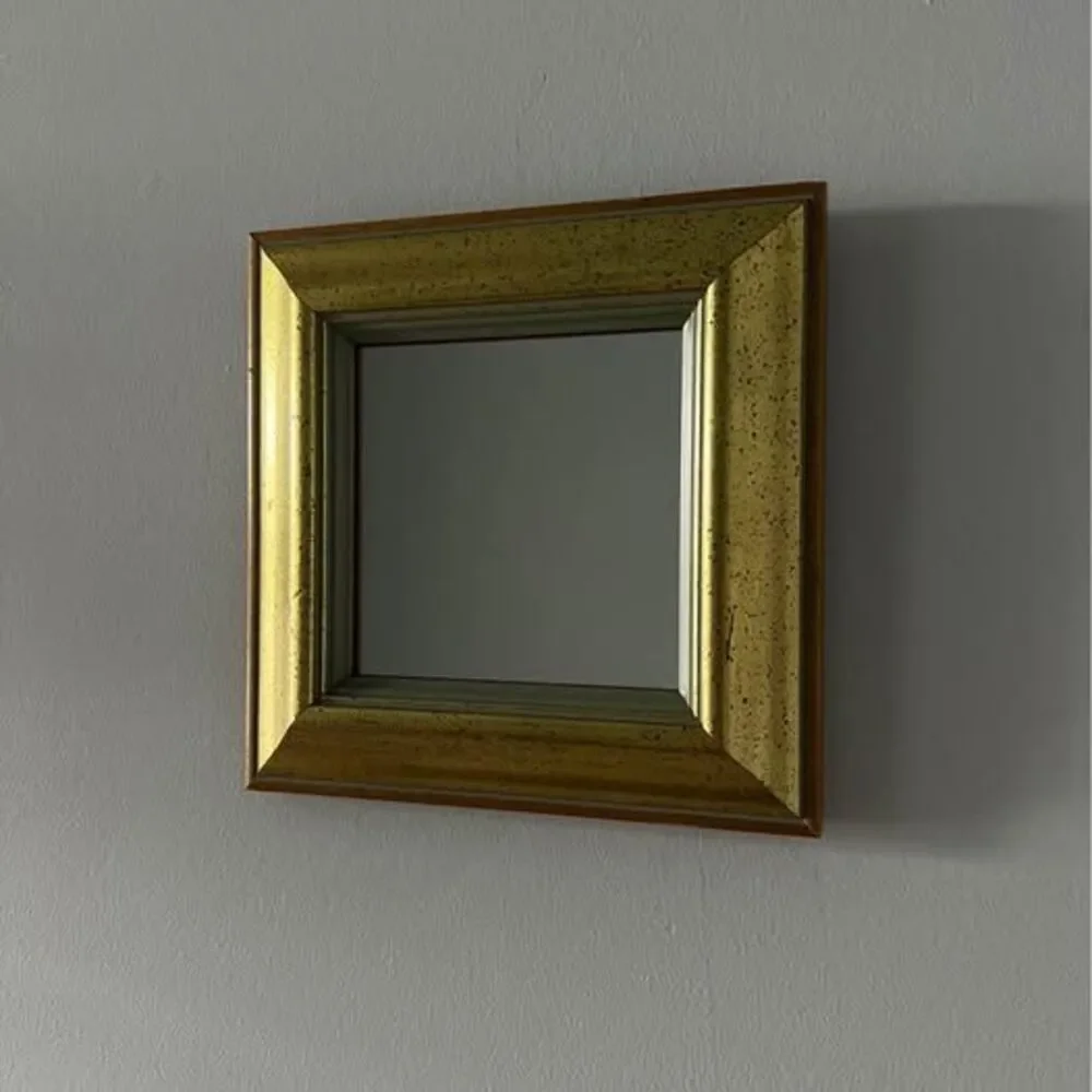 Square shaped Gold-colored Wood Framed Mirror