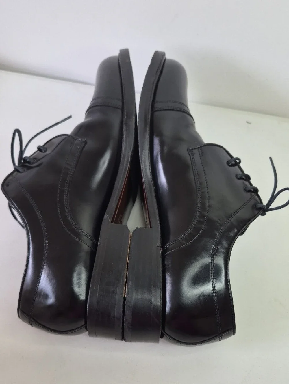 Bass Men's Black Leather  Cap-Toe Derby‎ Shoes Size 13M