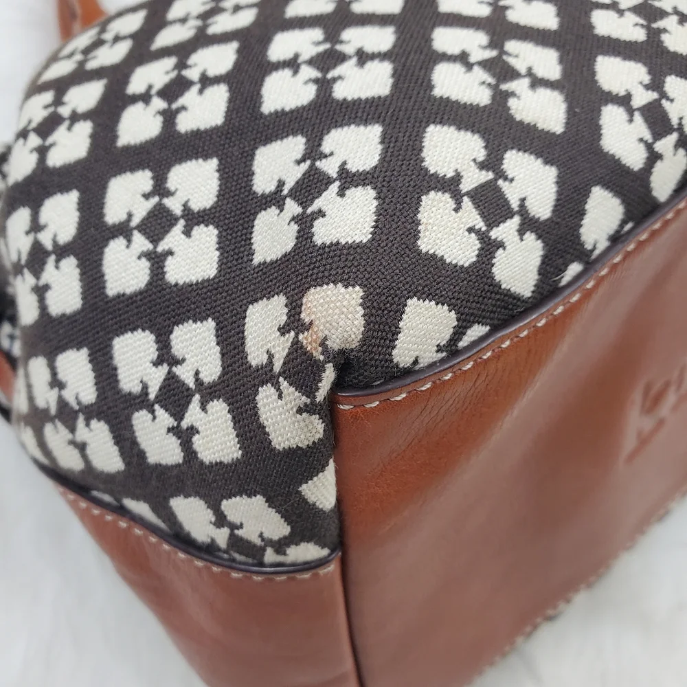 kate spade Black, White & Red Patterned Satchel with Tan Handles