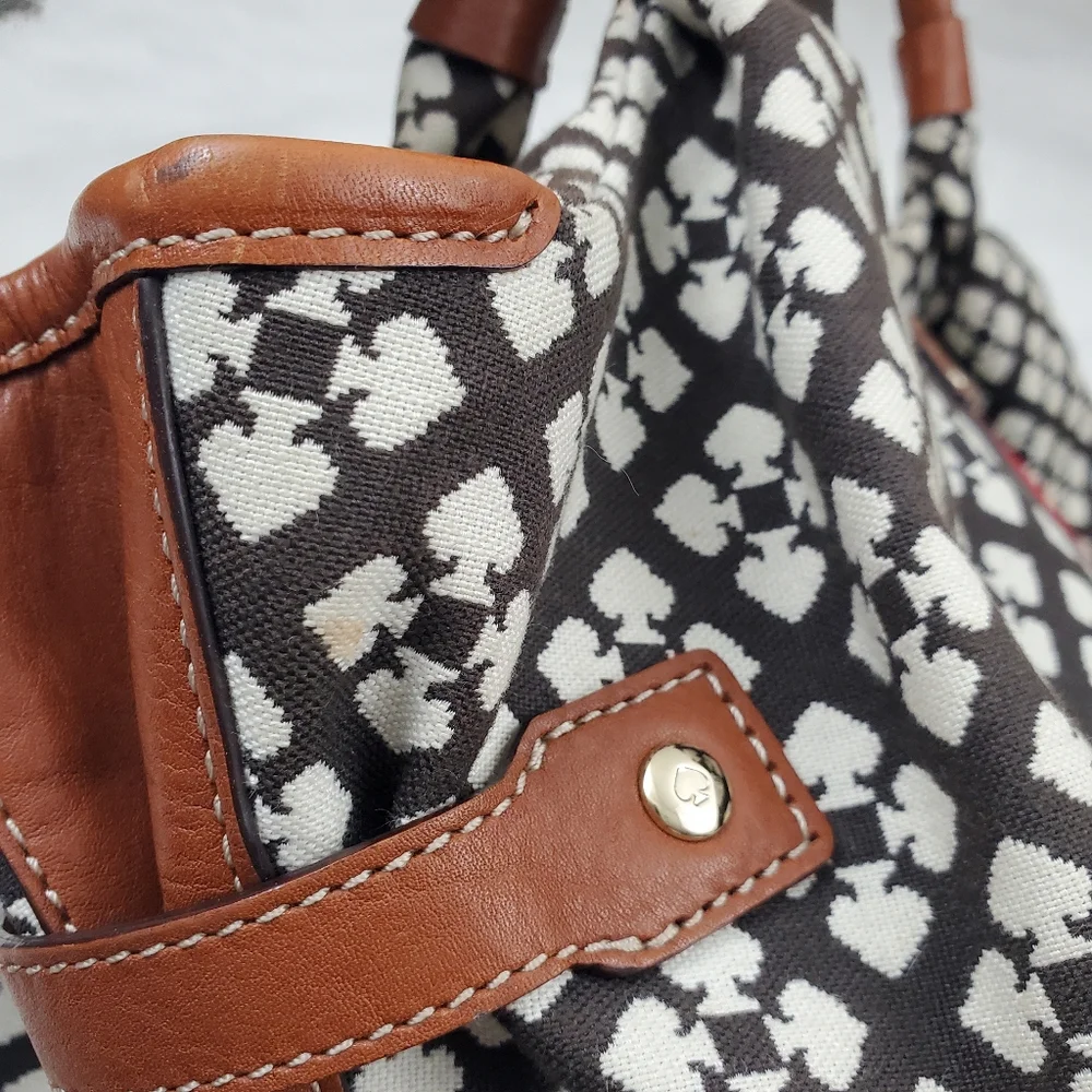 kate spade Black, White & Red Patterned Satchel with Tan Handles