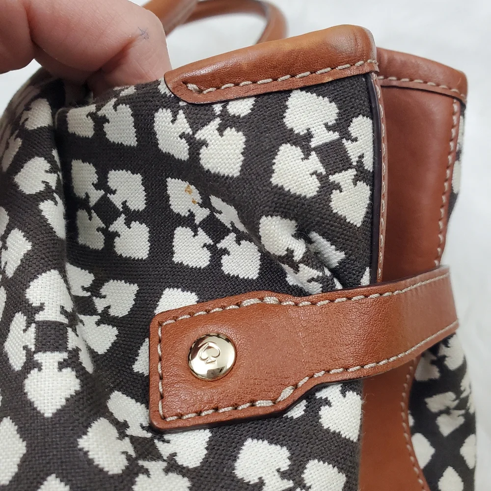 kate spade Black, White & Red Patterned Satchel with Tan Handles