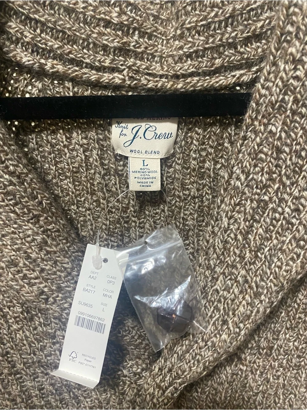 Rugged merino wool-blend cardigan sweater
