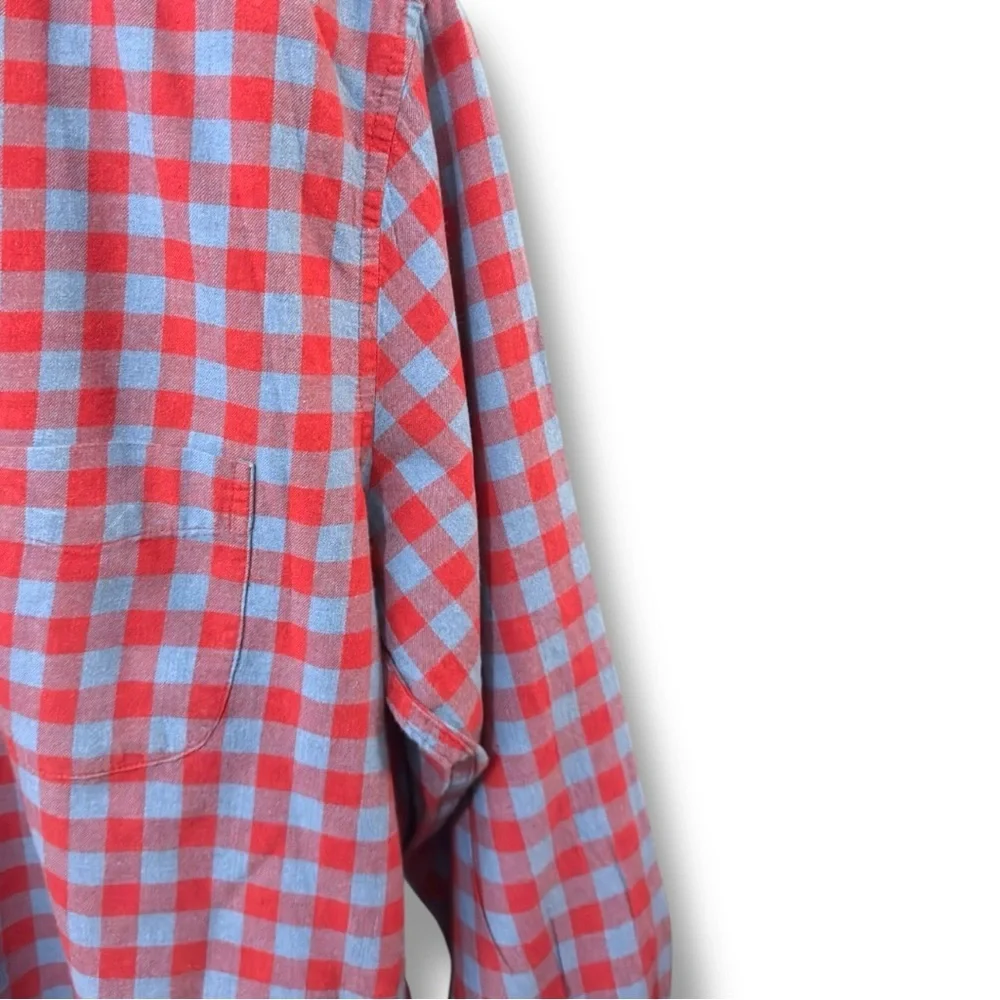 J. Crew | NWOT Cotton Linen Slim Red & Light Blue Gingham Button-Down Shirt (M)