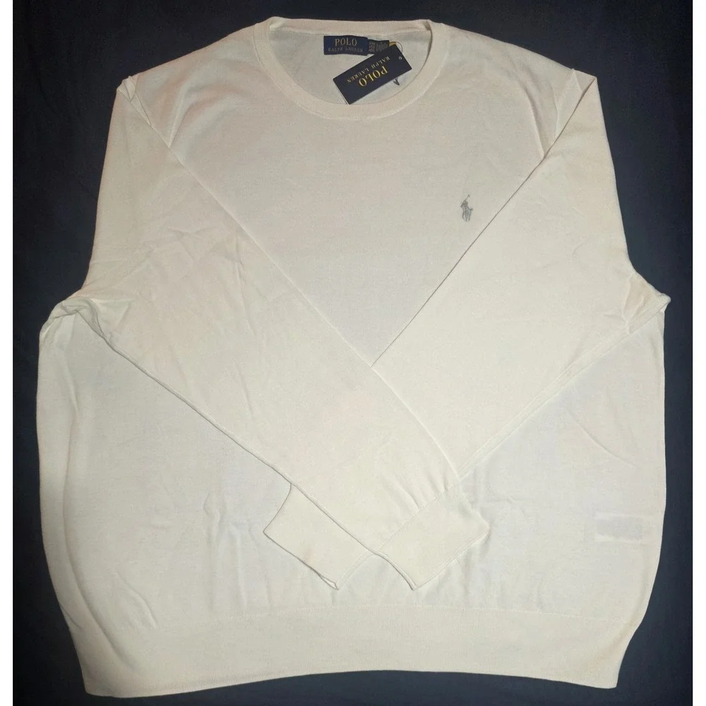Polo Ralph Lauren White Spa Terry Raglan Pullover Sweatshirt Men's Size 4XB NWT
