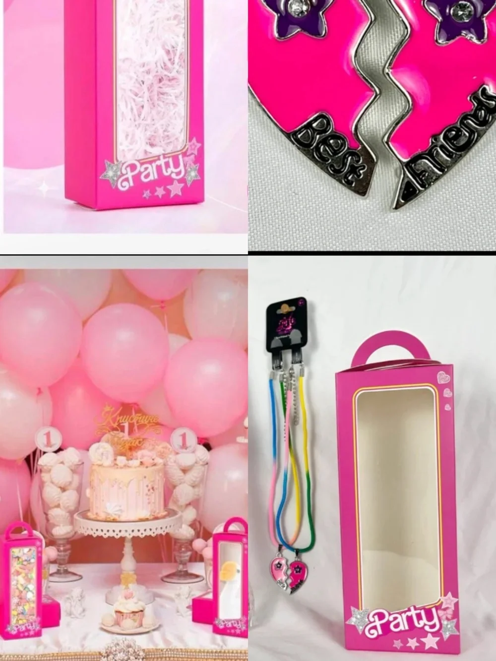 Set of 5 Kohl's Best Friend Necklaces Pack with Pink Party Favor Boxes