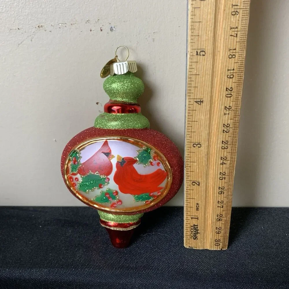Radko Glass Christmas Ornaments Red Cardinal Holly & Boot Hand Painted