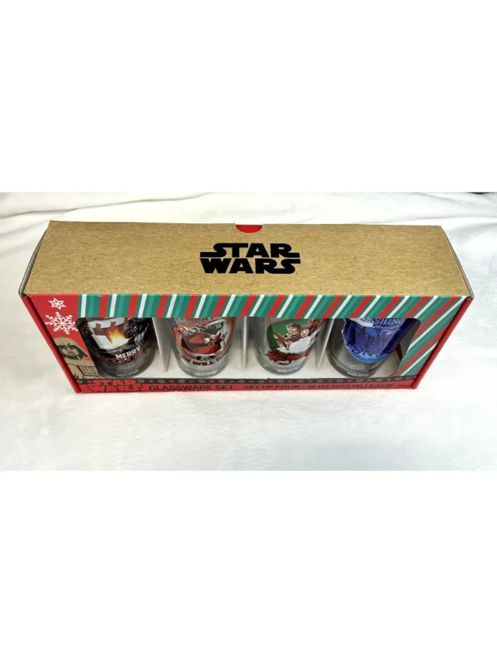 Disney Star Wars 16 oz Christmas glasswear set of 4