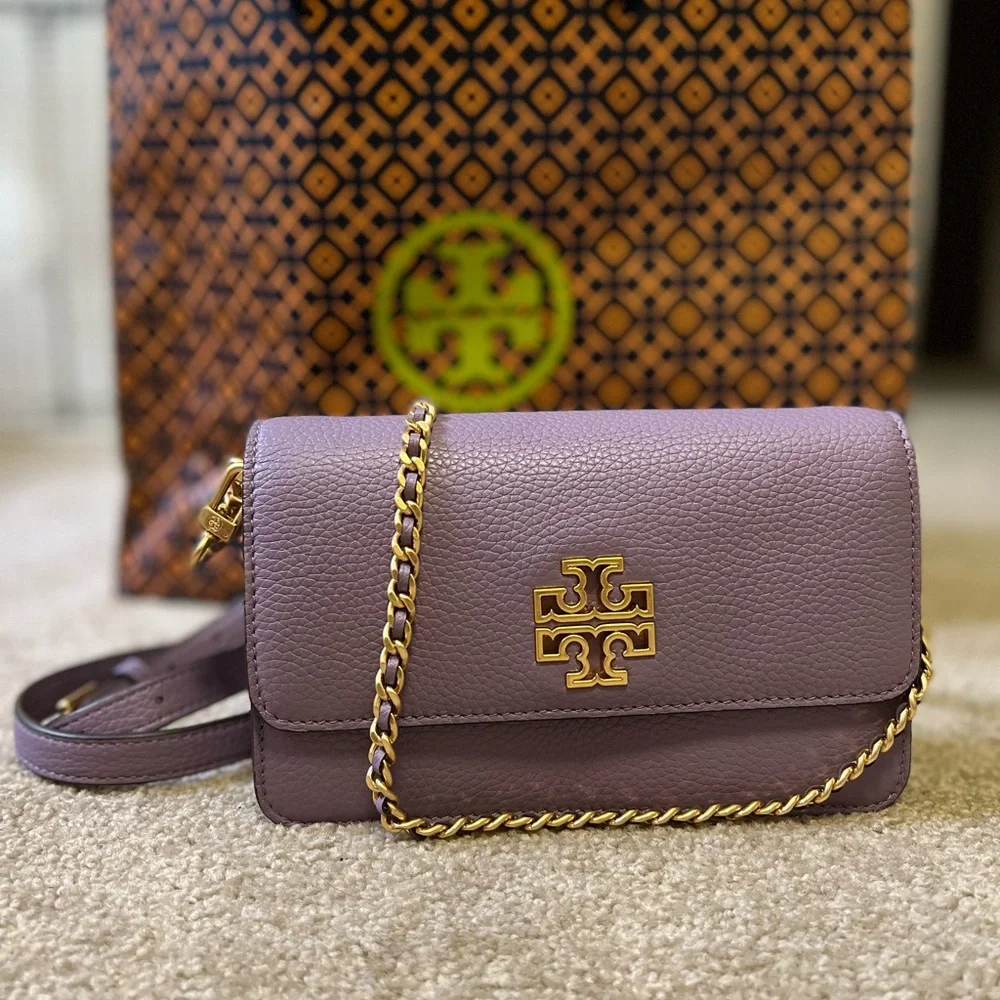 Tory Burch Lilac Leather Chain Shoulder Bag