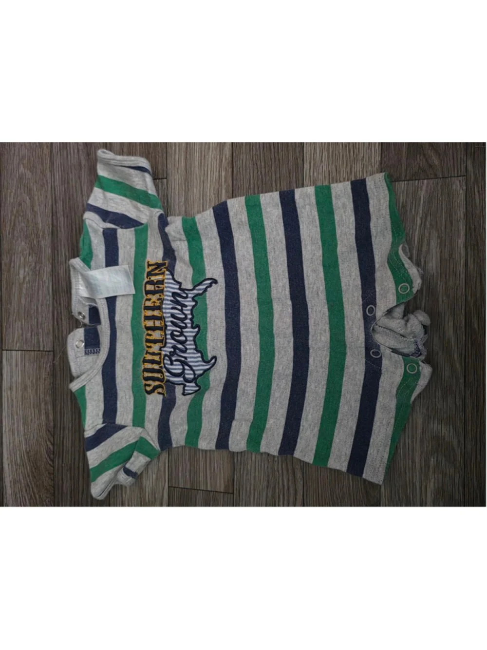 Baby Nursery Rhyme Bodysuit‎ 3 Months Gray Green Striped