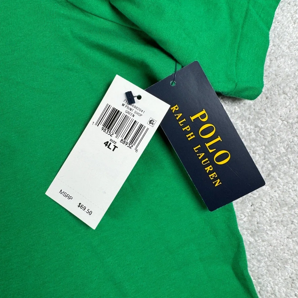 Polo Ralph Lauren T-Shirt HOLE Mens 4XLT Green Script Logo Short Sleeve Tee NWT