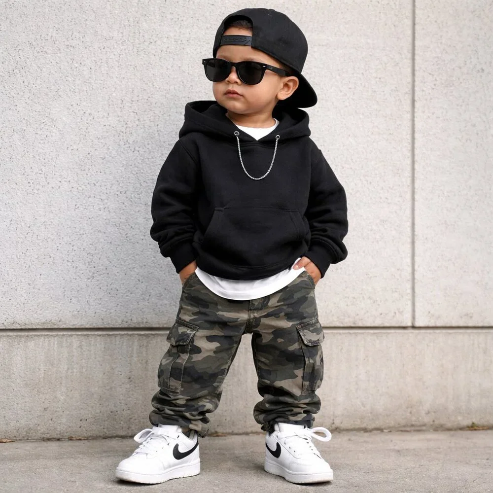 The Childrens Place Black Gray Camo Cargo Pants Toddler 2T Streetwear