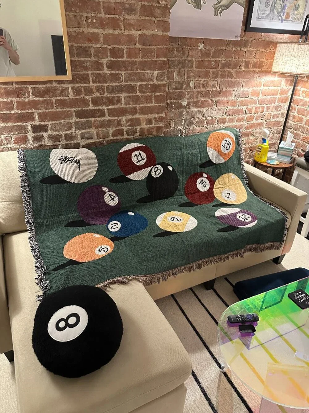 Stussy 8 Ball Billiards Throw Blanket / Vintage Tapestry