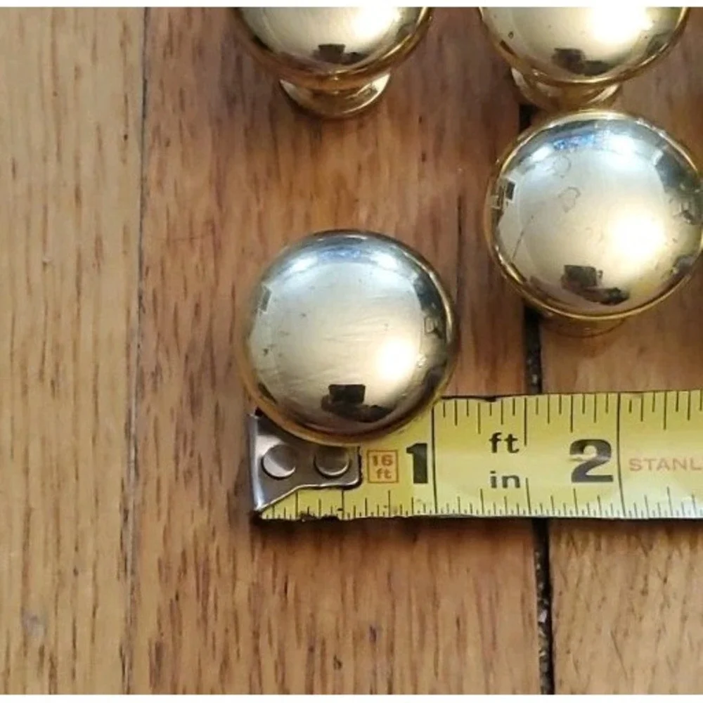 Gold Tone Round Mushroom Style Drawer Cabinet Knobs 1 1/8