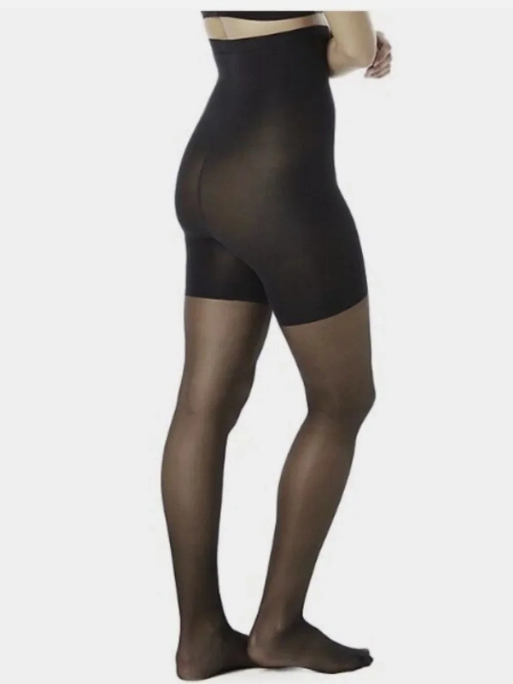 Red Hot Spanx High-Waist Shaping Sheers Full Length Pantyhose Size 2 Very Black