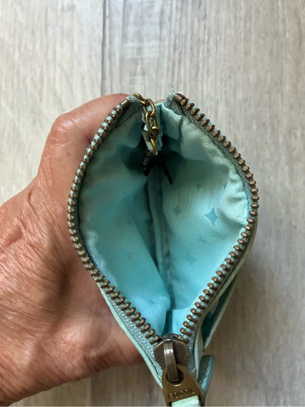 Fossil aqua leather