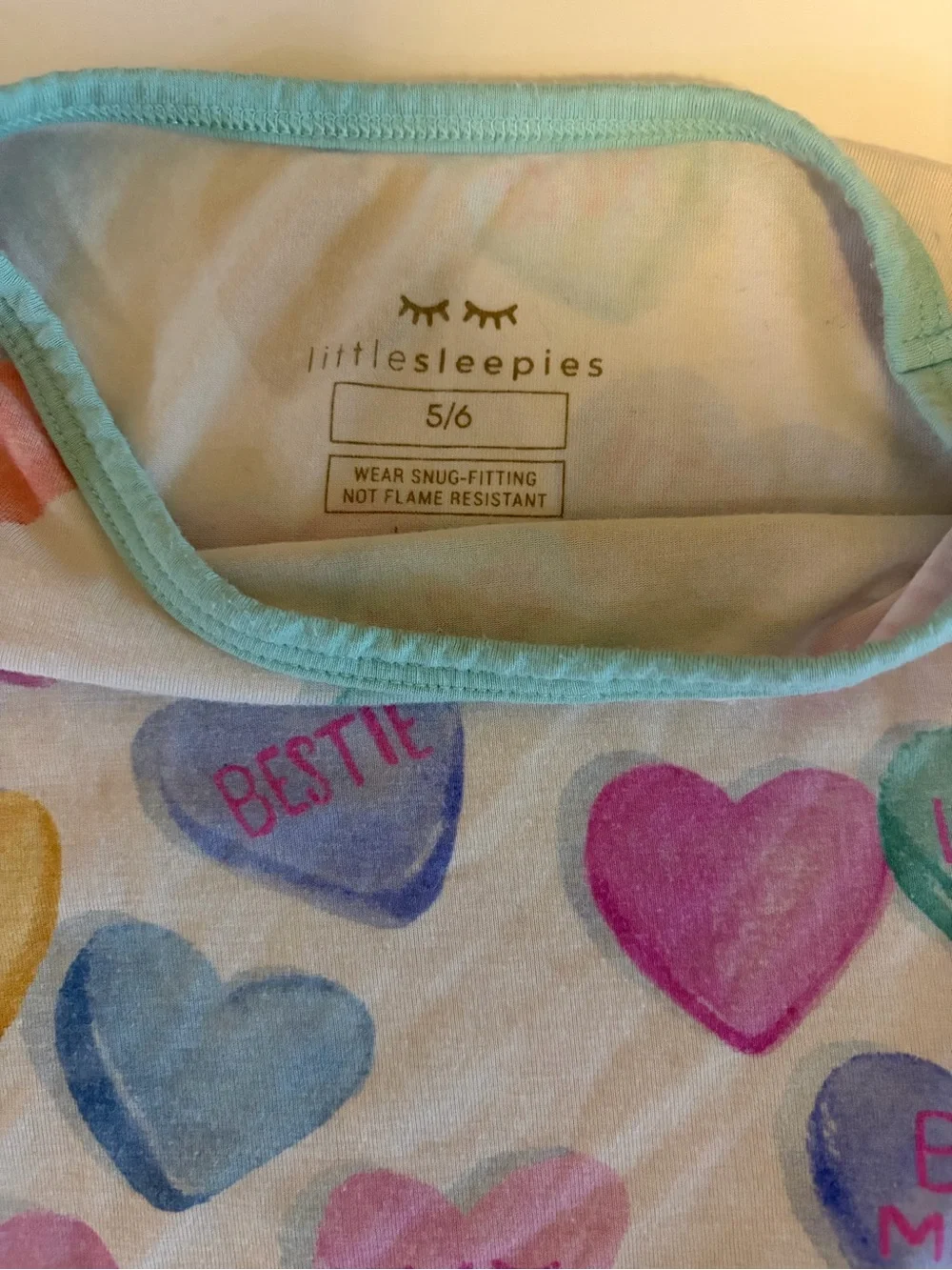 Little Sleepies Pastel Heart PJ Set in Mint Trim