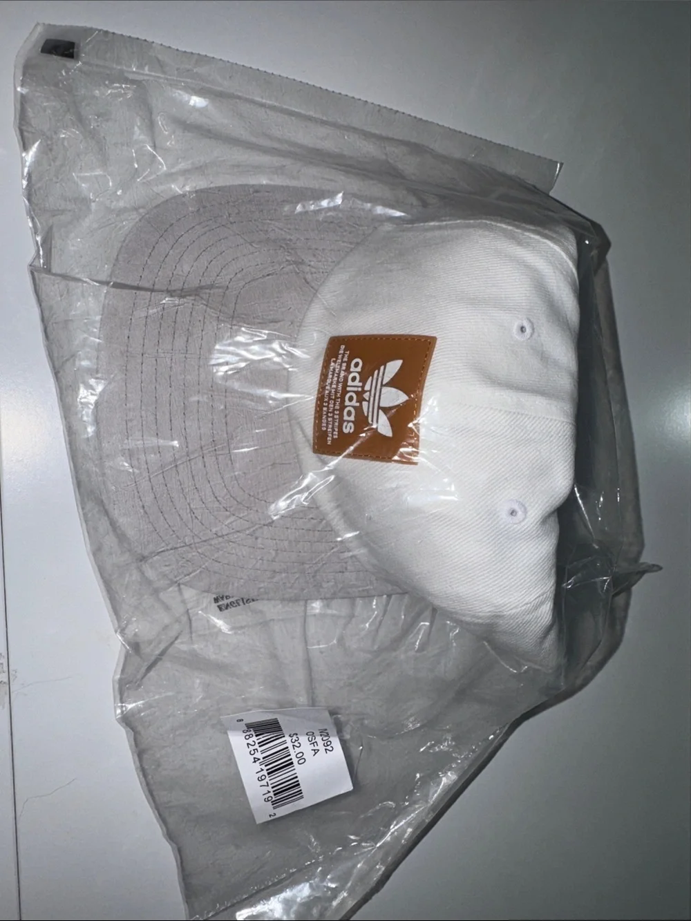 adidas Two-Tone White and Gray Trefoil Patch Cap