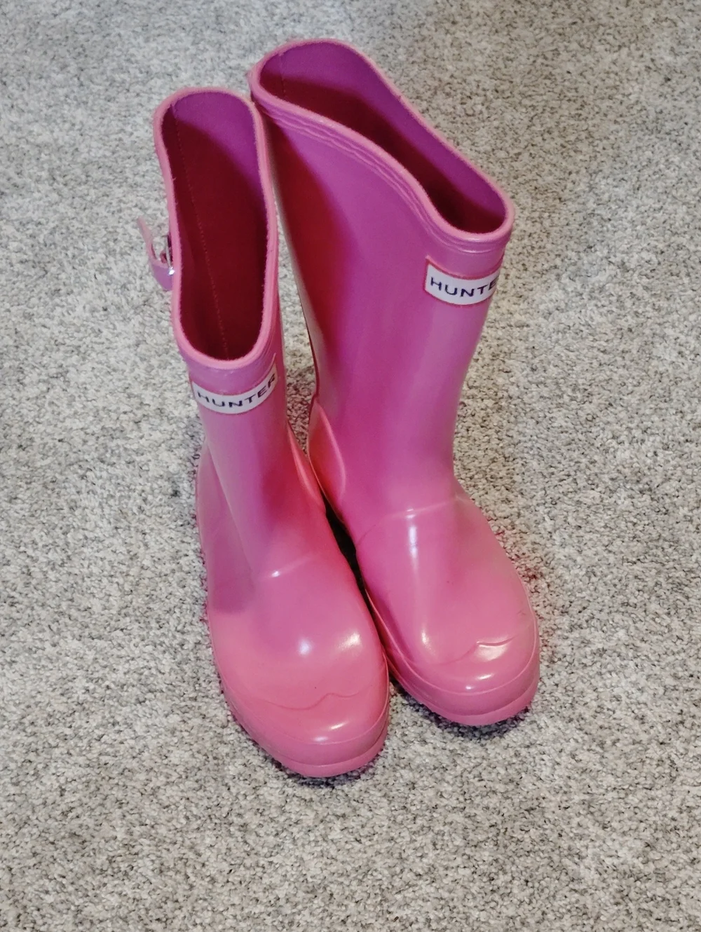 Hunter Kids Pink Gloss Waterproof Rain Boots