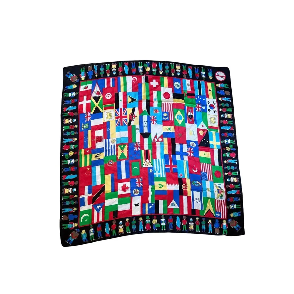Silk World‎ Flags Children NO Diabetes 100% Silk Colorful Square Scarf