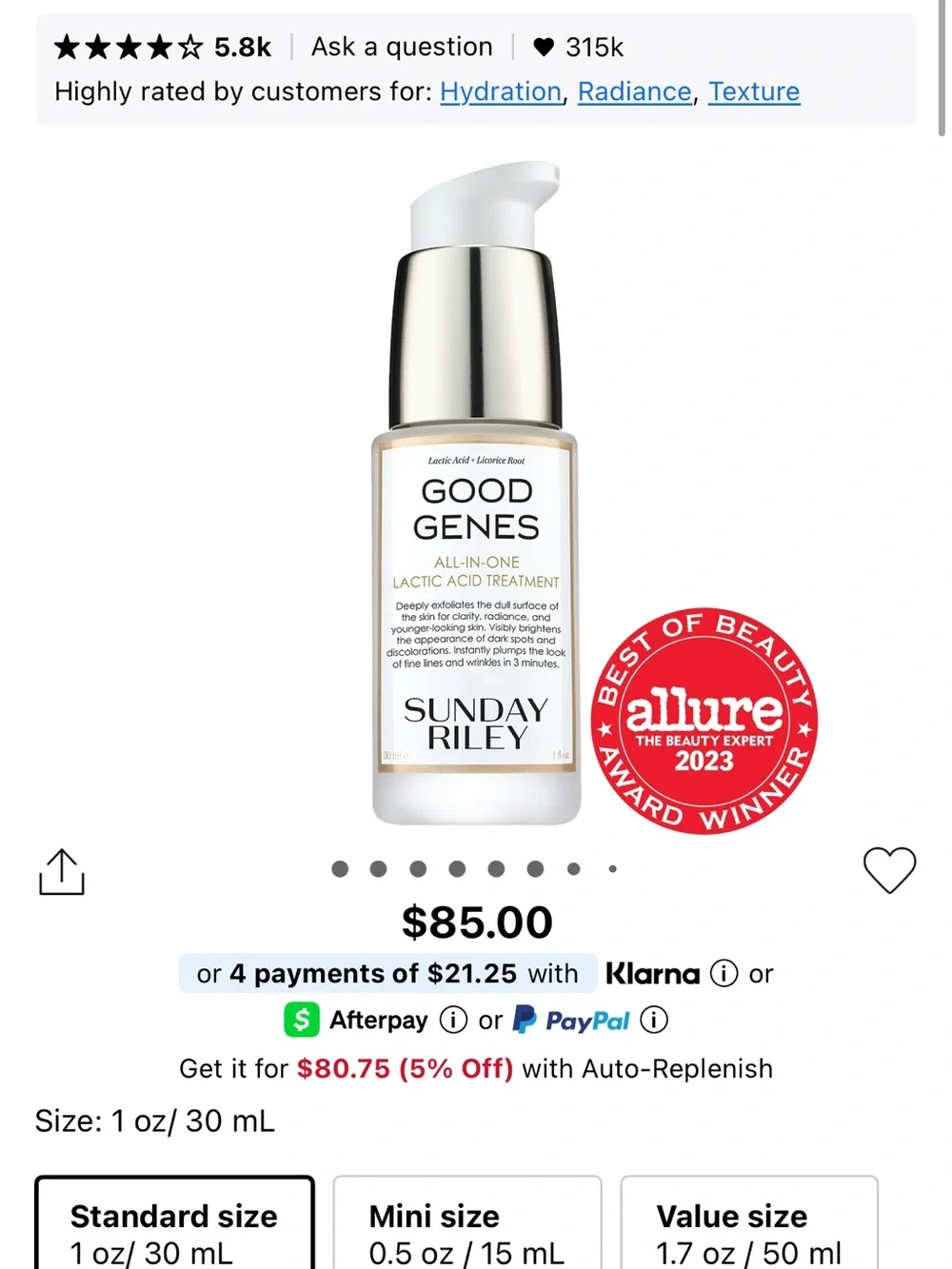 NEW: Sunday Riley Good Genes Serum in White and Silver Packaging