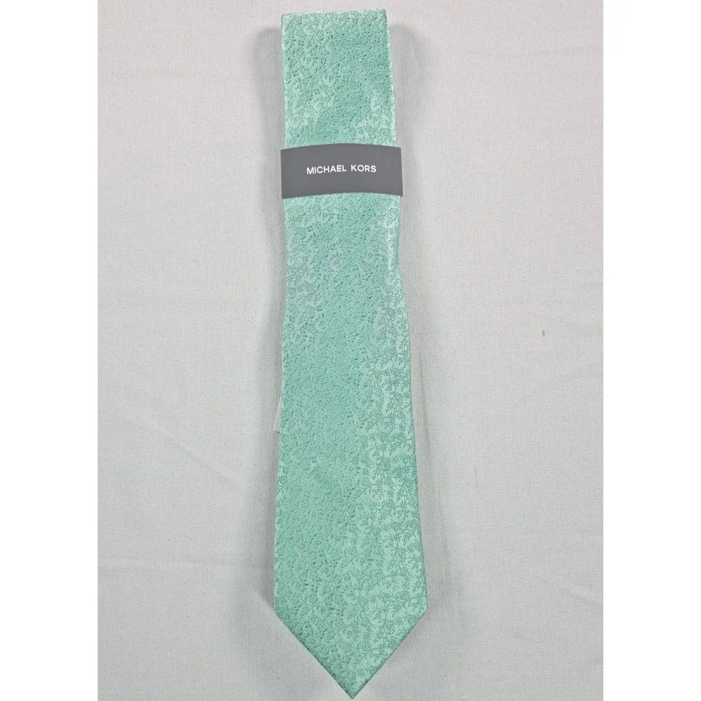 Michael Kors Mens Tie One Size Green Linley Floral Silk Blend Necktie NWT