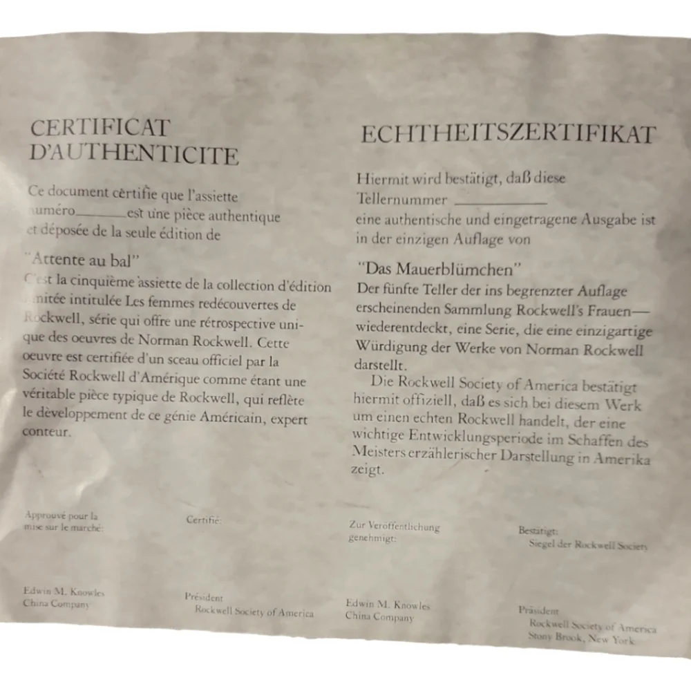 Knowles coa plate