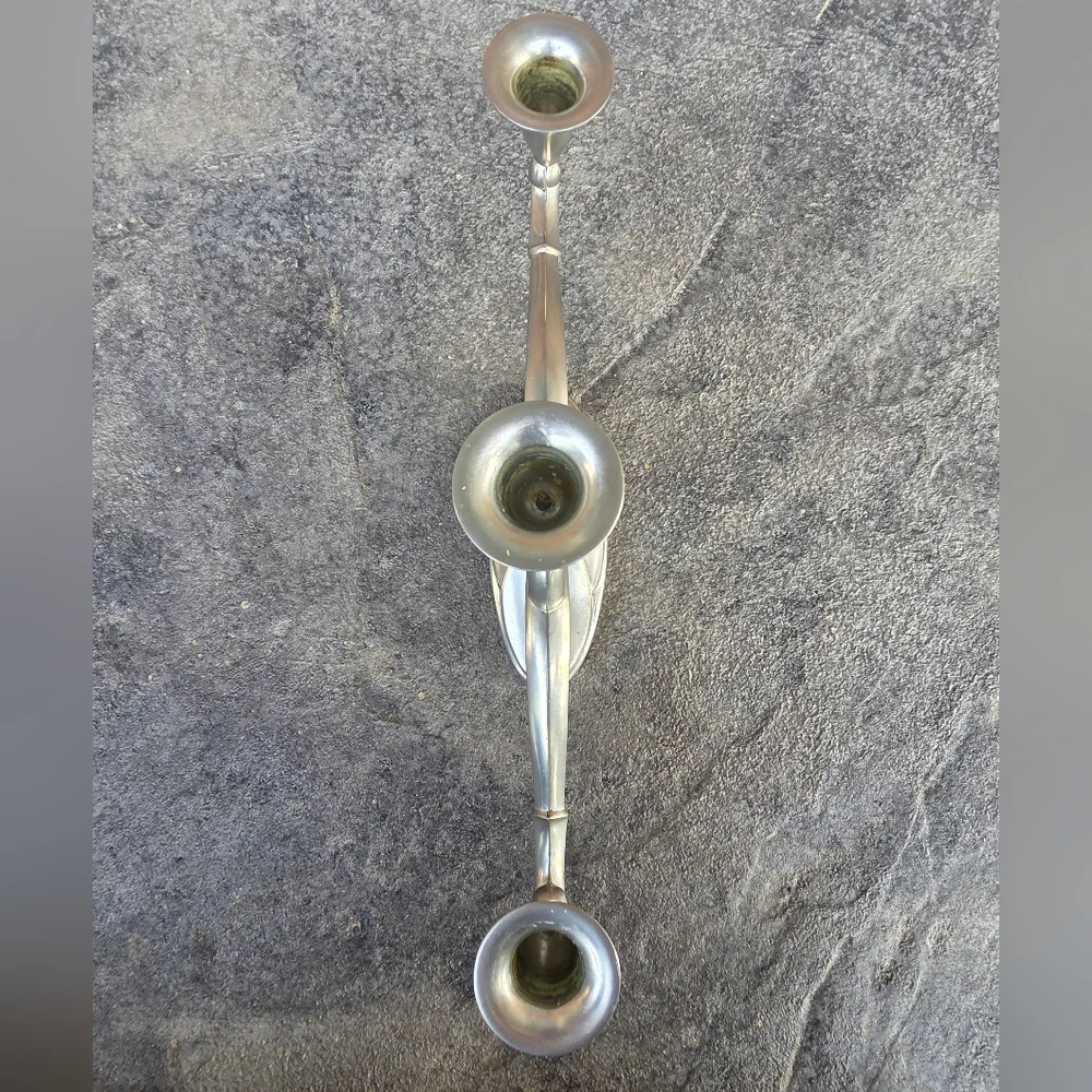 VINTAGE ROYAL HOLLAND DAALDEROP 3 ARM PEWTER CANDELABRA