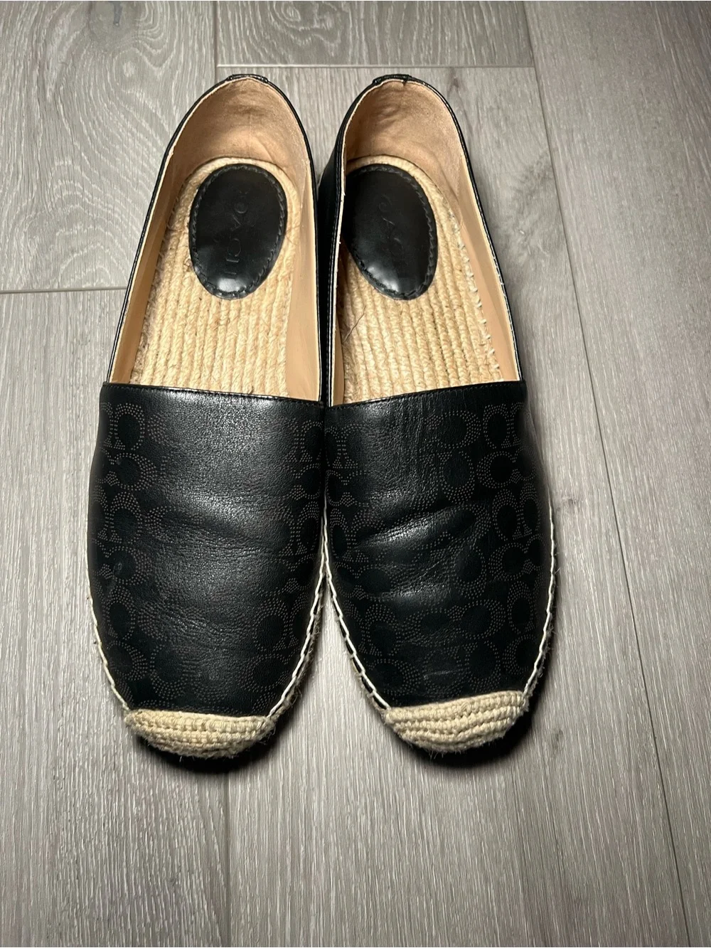 Coach Women’s Black Leather Espadrilles